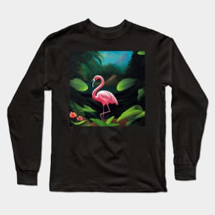 Flamingo in The Tropics Long Sleeve T-Shirt